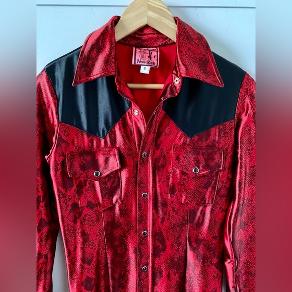 EUC KITTY BOOTS NEW YORK DESIGNER RED/BLACK WESTERN INSPIRED DRESS, S - Picture 13 of 13